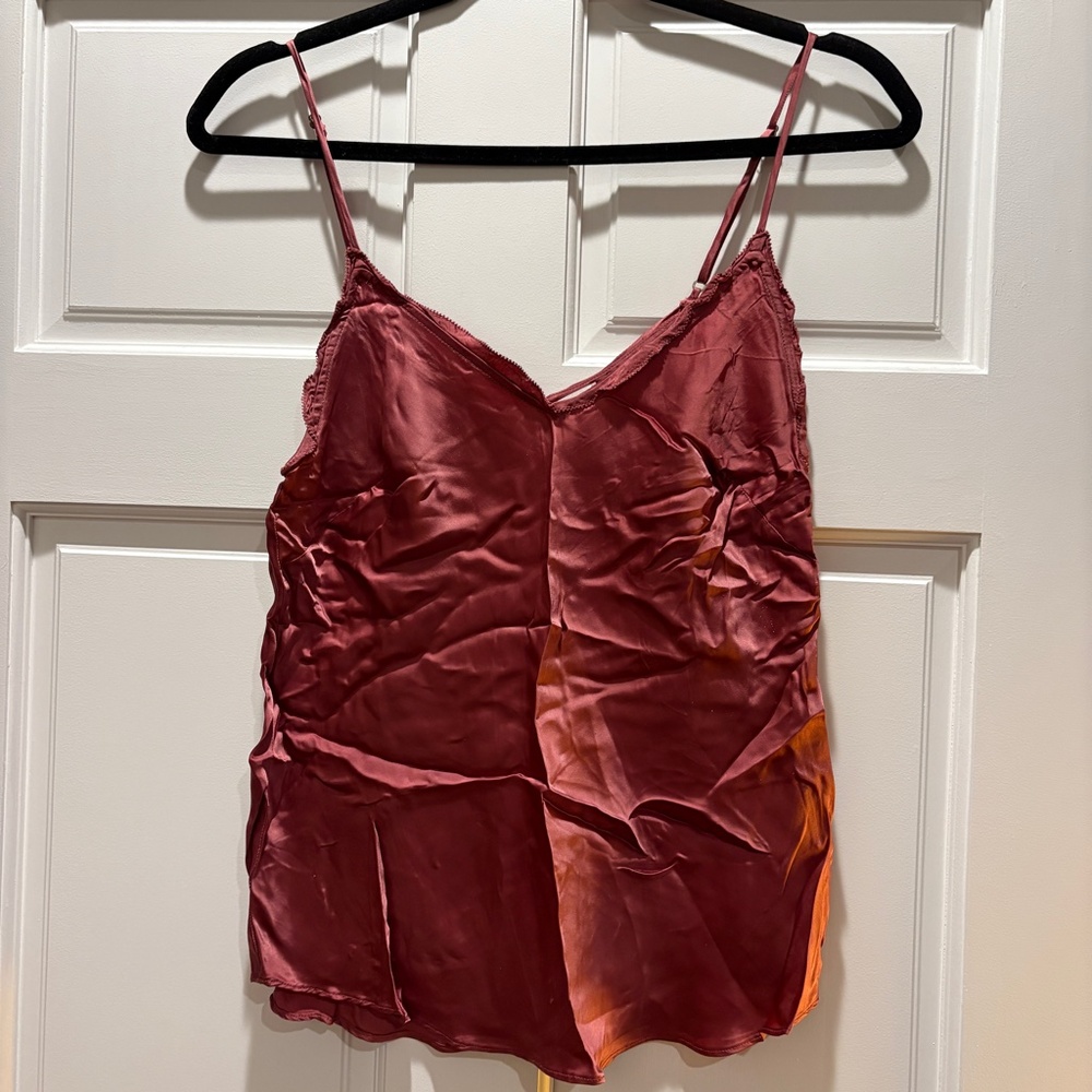Aritzia Wilfred Burgundy Ruffled Cami size small